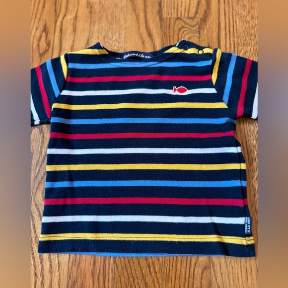 WEEK-END À LA MER Long Sleeve Navy Shirt with stripes - 6M - Picture 3 of 4